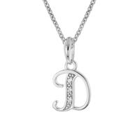 trendor Collier avec pendentif lettre D, argent sterling 925, plaqué rhodium, 21240-D