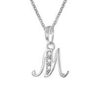 trendor Collier avec pendentif lettre M, argent sterling 925 rhodié, 21240-M