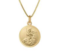 trendor Collier avec pendentif Saint Michel, argent 925 plaqué or 50 cm | Collier en argent avec pendentif de l'archange Michel, en argent sterling plaqué or, bijou à symbolique religieuse, cadeau