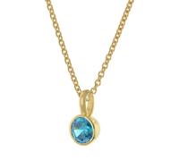 trendor Collier pour femme, argent 925 plaqué or 40 cm | Chaîne d'ancre ronde stable avec œillet intermédiaire, avec pendentif en oxyde de zirconium bleu 21968