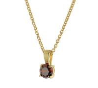 trendor Collier pour femme, argent sterling 925 45 cm | Chaîne d'ancre ronde stable avec œillet intermédiaire, plaqué or avec zircon cubique rouge grenat, 21950