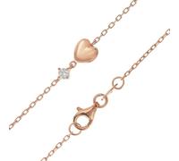 trendor Collier pour femme, argent sterling plaqué or rose, collier cœur | Collier pendentif en argent sterling plaqué or rose, chaîne fine ornée d'un cœur et d'un zircon cubique, bijou pour femme,