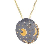 trendor Collier pour femme Disque céleste de Nebra argent noir/or ⌀ 25 mm 21452