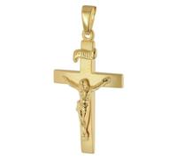 trendor Pendentif croix, argent 925 plaqué or, 24 mm, 21991