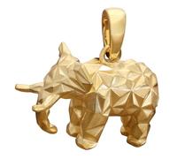 trendor Pendentif éléphant, style origami, argent sterling 925, plaqué or