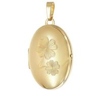 trendor Pendentif médaillon avec gravure de trèfle, argent 925 plaqué or | Un bijou intemporel pour femme, un accessoire élégant