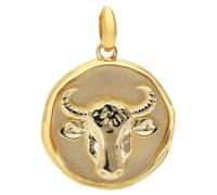trendor Pendentif signe astrologique Taureau | Motif en relief sur fond sablé, pour dames et messieurs, argent sterling 925 plaqué or, Ø 16 mm, 21850-05