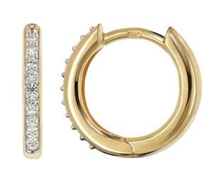 trendor Petites boucles d'oreilles, créoles avec oxyde de zirconium | Boucles d'oreilles créoles articulées en argent sterling, boucles d'oreilles plaquées or pour femmes et filles, argent sterli