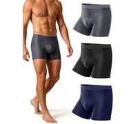 TRENDOUX Caleçon Homme Respirant Doux, Coupe Allongée Qui Reste en Place Ceinture Élastique Bien Ajustée, Shorty Confortable Maintien Stable Toute Journée L-Black/Slate/Navy