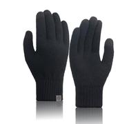 TRENDOUX Gants Chaud en Pure Laine Mérinos Homme Femme, Gant Tricotés Tactiles Hiver, Doux et Agréables au Toucher pour Smartphone Conduite Running et Activités Sportives - Noir XL