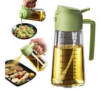 TrendPlain Spray Huile Cuisine 470ml - Vaporisateur Huile Air Fryer 2-en-1 pour Cuisson, Salades, Vinaigre et Accessoire Cuisine avec Stickers, Protection Contre la Lumière (1 pièce, Vert-1)