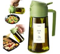 TrendPlain Spray Huile Cuisine 470ml - Vaporisateur Huile Air Fryer 2-en-1 pour Cuisson, Salades, Vinaigre et Accessoire Cuisine avec Stickers, Protection Contre la Lumière - Vert