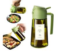 TrendPlain Spray Huile Cuisine 470ml - Vaporisateur Huile Air Fryer 2-en-1 pour Cuisson, Salades, Vinaigre et Accessoire Cuisine avec Stickers, Protection Contre la Lumière - Vert