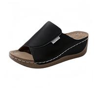 Trendsession Chaussons pour femme Couleur unie Simple Poisson Bouche Casual Pantoufles Chaussures de santé, Noir , 43 EU