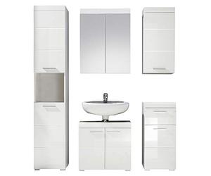 trendteam smart living 1393-901-01 Ensemble Meuble de Salle de Bain 5 éléments Amanda Blanc Ultrabrillant LxHxP 163x190x34 cm