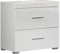 trendteam Smart Living Amanda - Meuble sous-lavabo - Blanc/Blanc Brillant - 2 tiroirs à Extension complète - (l x H x P) 60 x 56 x 34 cm - Résistant aux Rayures et Facile d'entretien