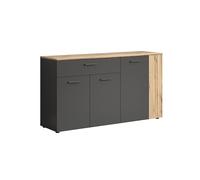 trendteam smart living - Armoire de Rangement - Salon - Esteban - Dimensions d'assemblage (LxHxP) 150 x 83 x 42 cm - Couleur Anthracite avec chêne Coast Evoke - Aspect rainuré - 231287484