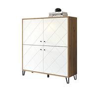 trendteam smart living Buffet Haut, Korpus Artisan Eiche, Front Weiß Matt, 123 x 136 x 40 cm
