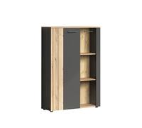 trendteam smart living - Armoire de Salon avec Buffet highboard - Salon - Esteban - Dimensions d'assemblage (LxHxP) 90 x 132 x 34 cm - Anthracite/chêne - Aspect rainuré - 231286284