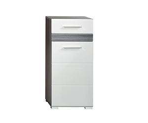 trendteam smart living - Armoire de Toilette - Salle de Bain - Set One - Dimensions d'assemblage (LxHxP) 37 x 80 x 31 cm - Couleur Blanc Brillant avec Argent fumé de Sardaigne - 133680203