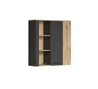 trendteam Smart Living - Armoire - Salon - Esteban - Dimensions de la Construction (LxHxP) 90 x 99 x 34 cm - Couleur Anthracite avec chêne Coast Evoke - Aspect rainuré - 231253184