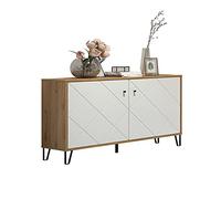 Buffet - TRENDTEAM - Artisan-Avant Blanc Mat - 123 x 76 x 40 cm - 2 Compartiments - Bois Massif