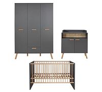 trendteam smart living Chambre de bébé complète 3 pièces Mats en gris avec beaucoup d'espace de rangement