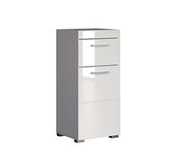 trendteam smart living Commode/Placard de Salle de Bain Amanda, 37 x 79 x 31 cm en Blanc/Blanc Brillant avec Beaucoup d'Espace de Rangement