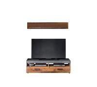 trendteam smart living Ensemble de Meuble de Salon avec Espace de Rangement 2 Pieces, Indy, 139 x 41 x 40 cm, Vieux Bois NB, Gris Graphite Matera