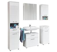 trendteam smart living - Meuble de Salle de Bain combiné 5 pièces - Salle de Bain - Support - Taille d'assemblage (LxHxP) 164 x 189 x 38 cm - Couleur Blanc Brillant - 195690101