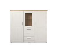 trendteam Smart Living - Meuble Haut de Gamme - Salon - Abat-Jour - Dimensions d'assemblage (LxHxP) 159 x 140 x 41 cm - Couleur Blanc pin Andersen avec chêne Artisanal - 196186257