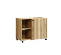 trendteam Smart Living - Meuble sous-Vasque à roulettes - Salle de Bain - PureBliss - Dimensions de Montage (LxHxP) 80 x 64 x 42 cm - Couleur chêne Evoke avec rainures Noires - 233730142