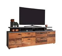 trendteam Meuble TV MOOD 2 portes et 2 tiroirs Mélaminé bois vieilli gris mat L 180 x 47 x 66 cm