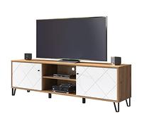 trendteam smart living - Meuble TV lowboard Meuble TV - Salon - Tactile - Taille d'assemblage (LxHxP) 183 x 56 x 40 cm - Couleur chêne Artisanal avec Blanc - 210232107