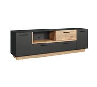 trendteam smart living - Meuble TV lowboard - Salon - Synnax - Dimensions d'assemblage (LxHxP) 187 x 59 x 40 cm - Couleur Anthracite avec chêne Coast Evoke - 213432284