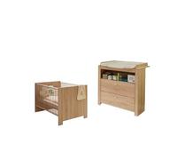Chambre bébé Duo : Lit 70 x 140 cm + Commode à langer OLIVIA - Chêne - TREND TEAM