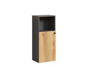trendteam smart living - PureBliss - Meuble Bas - Anthracite/chêne - Commode de Salle de Bain avec Compartiment Ouvert - (l x H x P) 40 x 95 x 31 cm - 2 Compartiments et 1 étagère - Aspect rainuré -