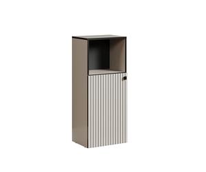 trendteam smart living - PureBliss - Meuble bas - Gris clair - Commode de salle de bain avec compartiment ouvert - (l x H x P) 40 x 95 x 31 cm - 2 compartiments et 1 étagère - Aspect rainuré - Poignée