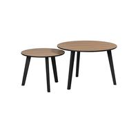 trendteam smart living Ronin - Table Basse - Chêne/Noir laqué - Lot de 2 Tables Basses Rondes - (l x H x P) 50 x 39 x 50/70 x 45 x 70 cm - 2 Tables gigognes - Pieds en Bois Massif
