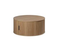 trendteam smart living Ronin Table Basse en chêne Table de Salon Ronde avec Espace de Rangement (l x H x P) 80 x 36 x 80 cm - Couleur chêne Chaude avec rainures Verticales