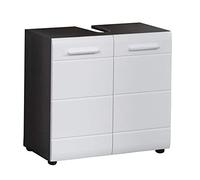 trendteam smart living Sardegna Meuble sous lavabo avec Beaucoup d'espace de Rangement, Line, 60 x 57 x 31 cm, Blanc Brillant/Argent fumee