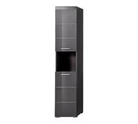 Colonne de salle de bain - 2 portes & 1 niche - Gris - L37 x P31 x H190 cm - AMANDA
