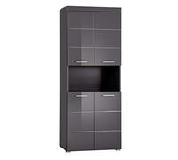 trendteam Smart Living Smart Meuble Haut/Placard Mural de Salle de Bain Amanda, 73 x 190 x 31 cm en Gris/Gris Agave Brillant avec Un Compartiment Ouvert, Beaucoup d'Espace de Rangement