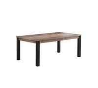 Table à manger EMILE 10 personnes - Mélamine chêne brun tabac et noir mat - L200 x P100 x H77 cm - TRENDTEAM