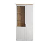 trendteam Smart Living - vitrine Armoire de Salon - Salon - Abat-Jour - Dimensions de la Construction (LxHxP) 95 x 194 x 38 cm - Couleur Blanc pin Andersen avec chêne Artisanal - 196113557