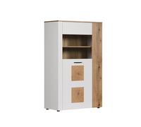 trendteam smart living Vitrine, Bois d'ingénierie, Blanc Mat/chêne, Maße (BxHxT): 90 x 146 x 42 cm
