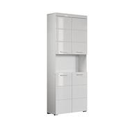 Trendteam Smart Meuble Haut / Placard Mural de Salle de Bain Amanda, 73 x 190 x 31 cm en Blanc / Blanc Brillant avec un Compartiment Ouvert, Beaucoup d'Espace de Rangement