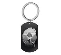 Trendy Anime Hunter x Hunter Keychain Black Gothic Cool Killua Zoldyck Round Shape Jewelry Gon Freecss Cosplay Pendant Chain Kurapika Hisoka Accessory for Men Women