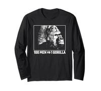 Trendy Apparel 100 Men VS 1 Gorilla Side Face White Portrait Manche Longue
