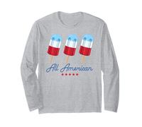 Trendy Apparel 4th of July All American Red Blue Popsicles Manche Longue